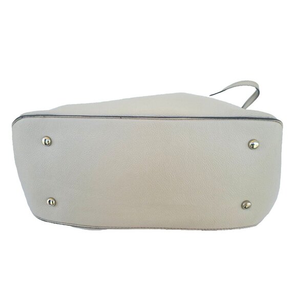 Nine West White Double handle Tote Cream Buckle Accents Pebbled Vegan Leather - Picture 5 of 15